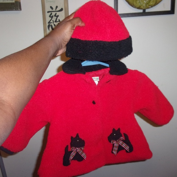 girl matching red puppy coat and hat little kids - Picture 1 of 9